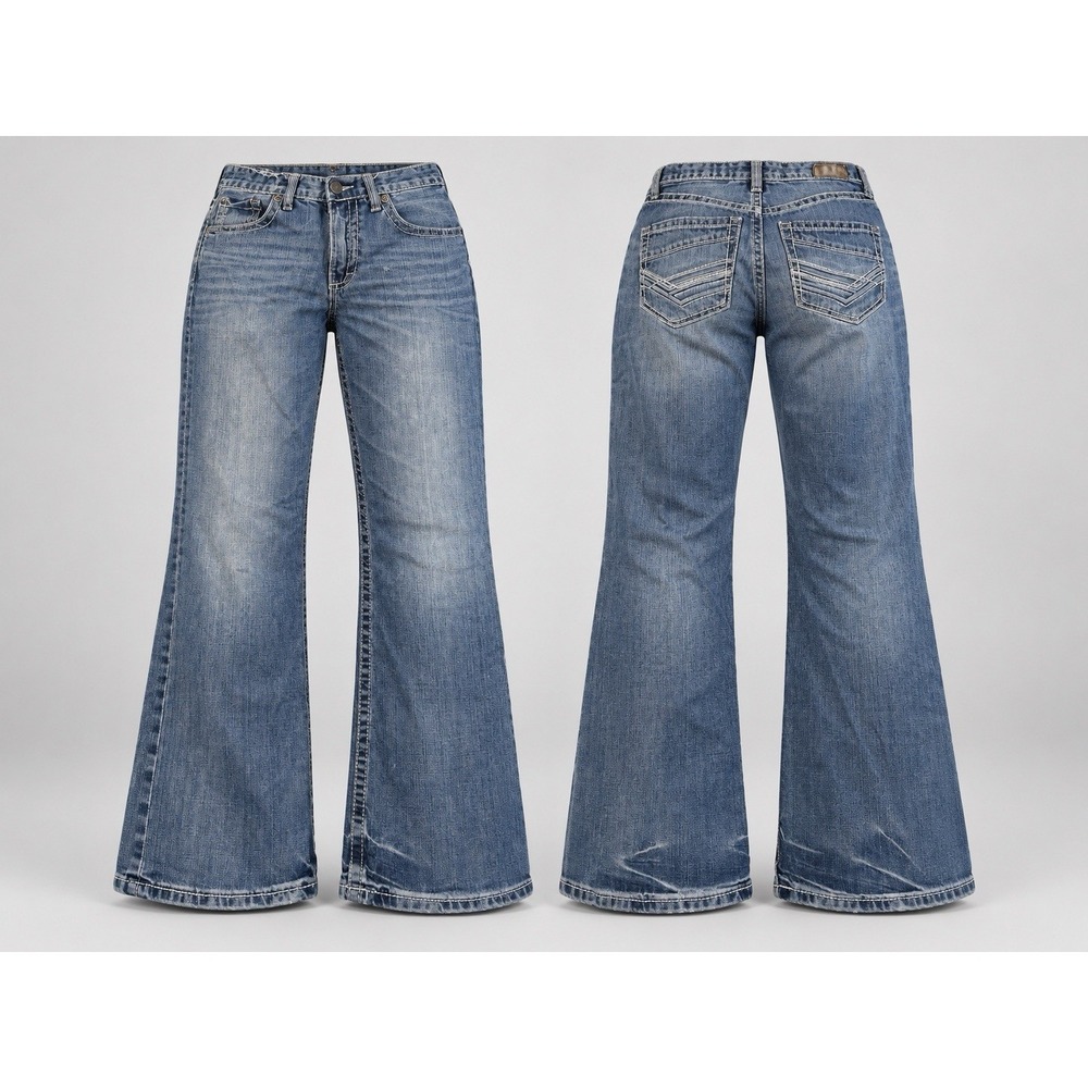 BKE Tyler Jeans Mens 30r Blue boot Stretch Medium Wash Denim whiskering y2k